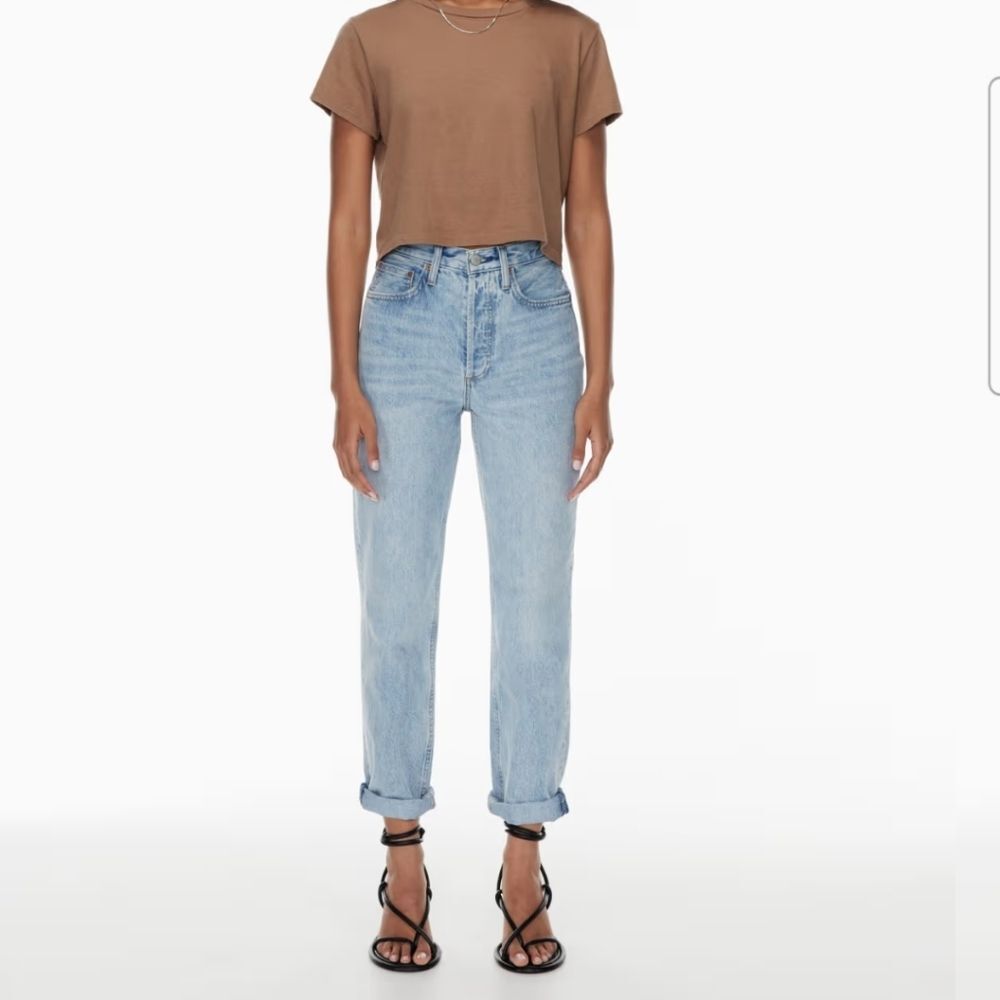 Aritzia Denim Forum The BF High Rise Loose 28L Denim Light Wash Jean Siz…